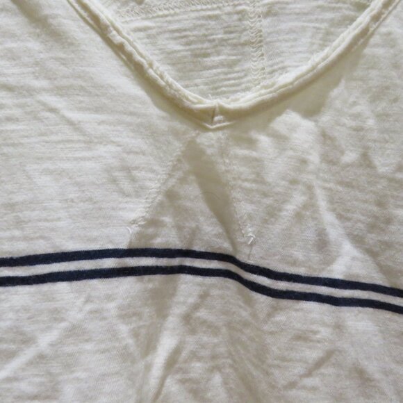 FREE PEOPLE WE THE FREE Jaydon V-Neck Boxy Oversized T Shirt White Black Stripe - Picture 7 of 13